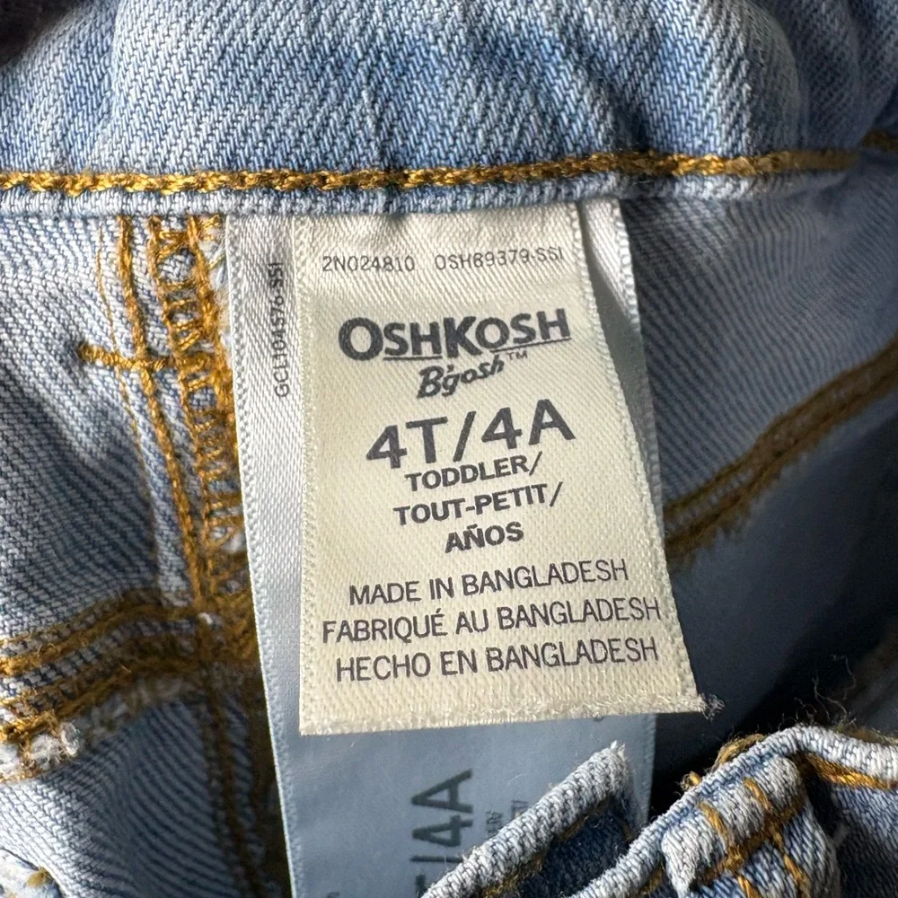 OshKosh B’gosh Toddler Girl Light Blue Flare Jeans Raw Hem Size 4T